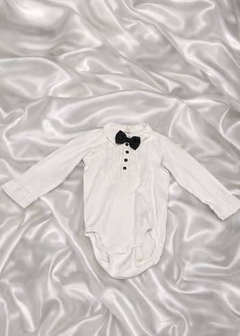 Papyonlu Uzun Kollu Beyaz Bebek Body - Görsel 2