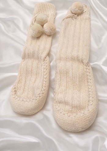 Krem Ponponlu kaydırmaz tabsn Panduf - Görsel 2