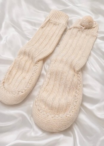 Krem Ponponlu kaydırmaz tabsn Panduf - Görsel 3