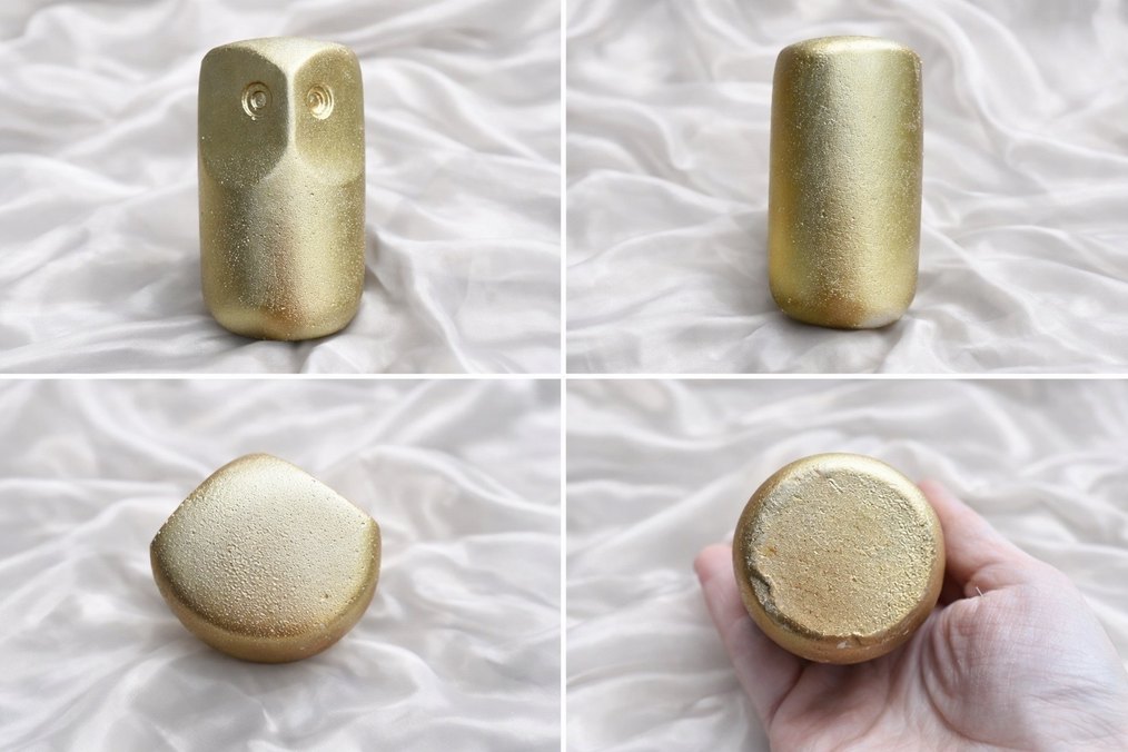 Altın renkli baykuş figür heykel - Görsel 2