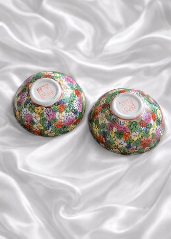 Renkli 2li dekoratif Porselen Tabak Seti - Görsel 5