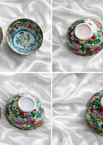 Renkli 2li dekoratif Porselen Tabak Seti - Görsel 2