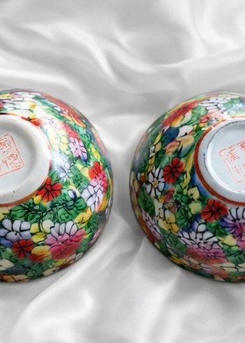 Renkli 2li dekoratif Porselen Tabak Seti - Görsel 3