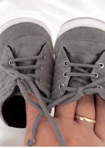 Gri Bebek bağcıklı İlk Adım Ayakkabısı - Görsel 4