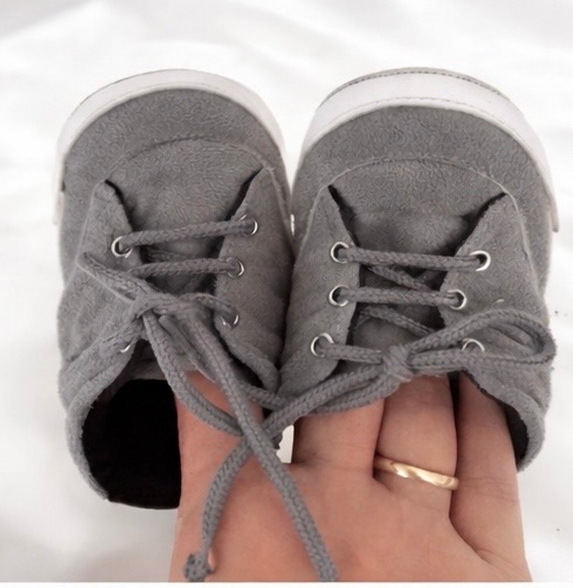 Gri Bebek bağcıklı İlk Adım Ayakkabısı - Görsel 4