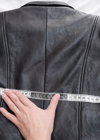 Düğmeli Siyah gerçek Deri Kadın Ceket - Görsel 6