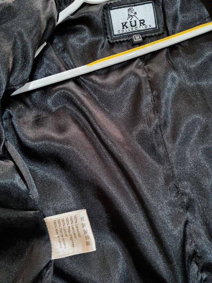 Düğmeli Siyah gerçek Deri Kadın Ceket - Görsel 3