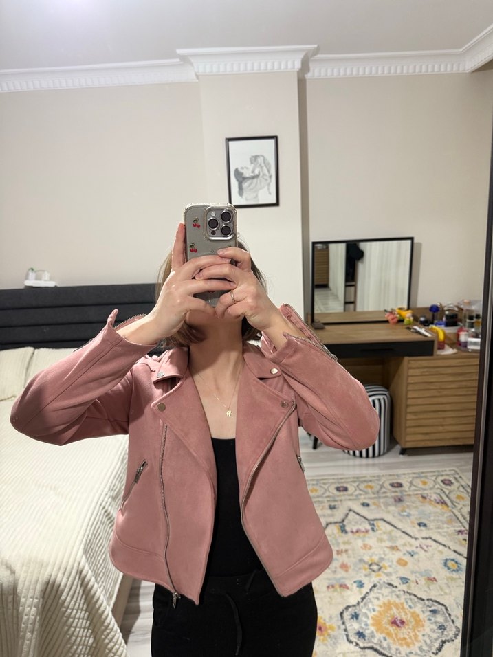 Kadın pembe ceket - Görsel 4
