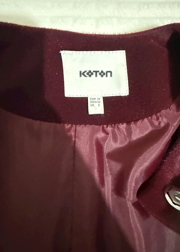 Bordo Kadife Düğmeli Kadın Kaban - Görsel 2