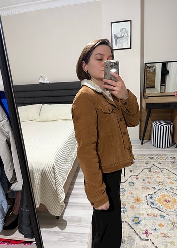 Düğmeli Kahverengi Süet Kadın Ceket - Görsel 7