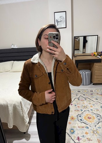 Düğmeli Kahverengi Süet Kadın Ceket - Görsel 5