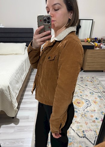 Düğmeli Kahverengi Süet Kadın Ceket - Görsel 6