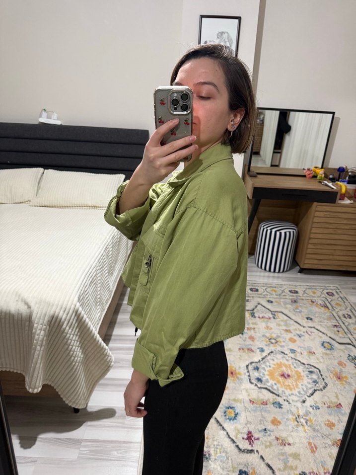 Haki Düğmeli Kadın Ceket - Görsel 4