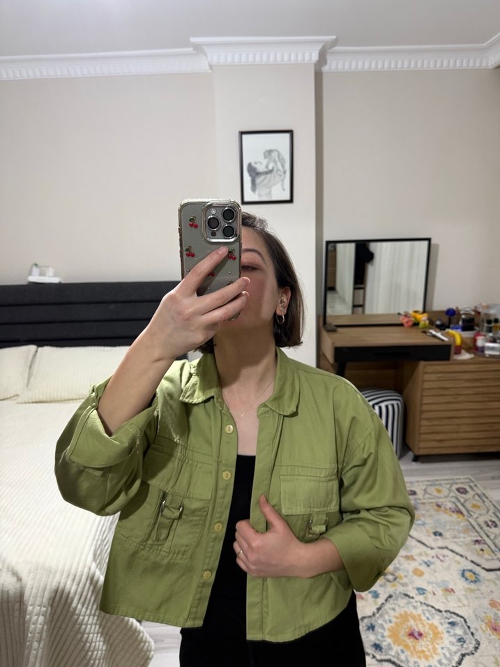 Haki Düğmeli Kadın Ceket - Görsel 2