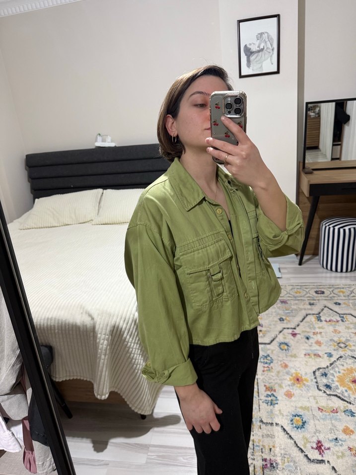 Haki Düğmeli Kadın Ceket - Görsel 3