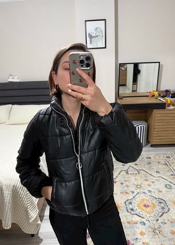 Siyah crop mont - Görsel 6