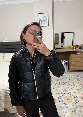 Siyah crop mont - Görsel 5