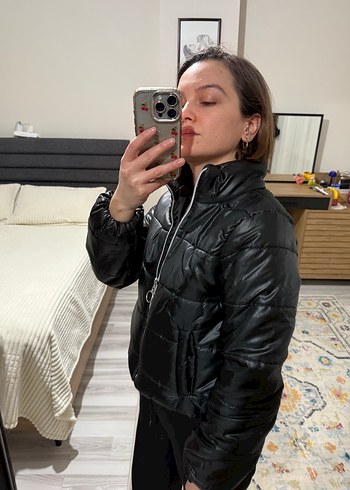 Siyah crop mont - Görsel 4