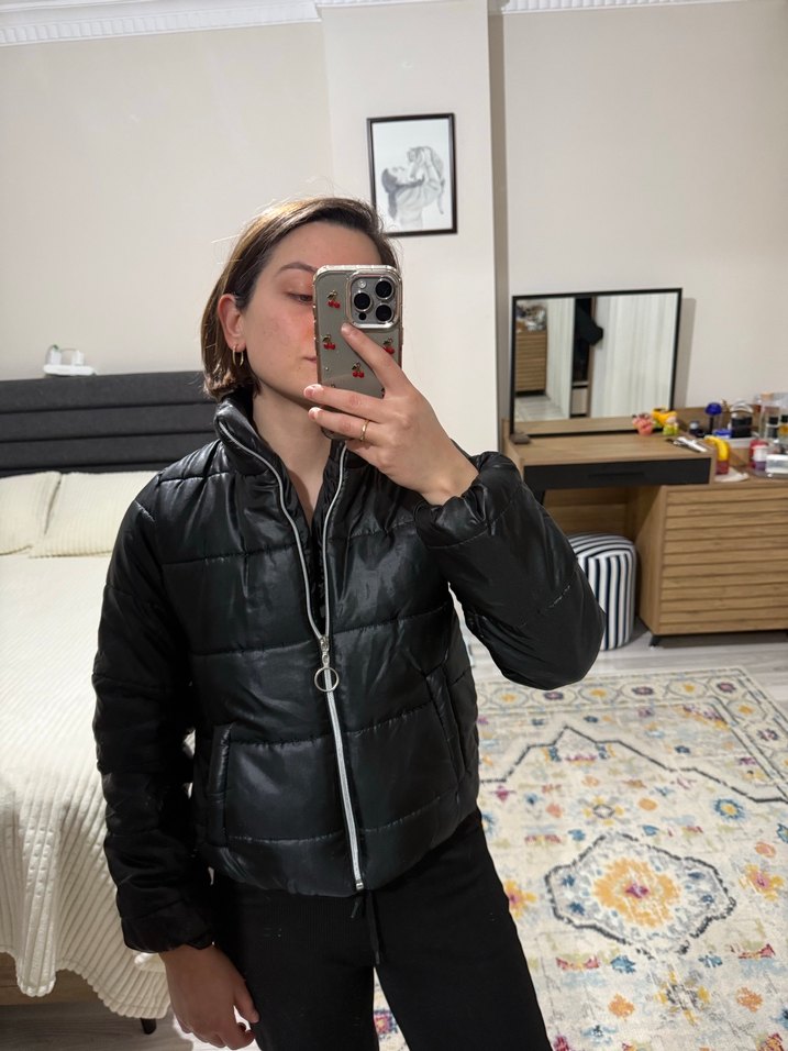 Siyah crop mont - Görsel 5