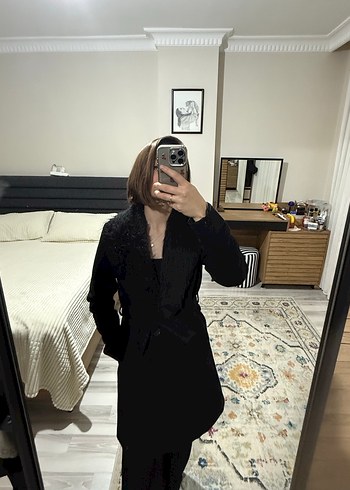 Siyah Yün Kaban, Kürklü Yaka - Görsel 7