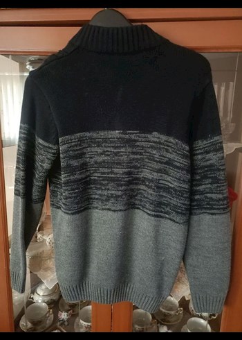 Erkek Gri Örgü Yüksek Yaka Salaş Kazak - Görsel 3