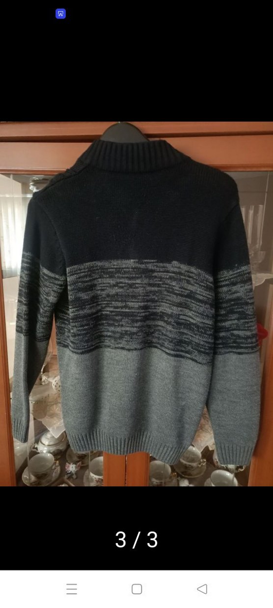 Erkek Gri Örgü Yüksek Yaka Salaş Kazak - Görsel 3