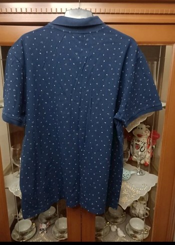 Erkek Lacivert Baskılı Denim Polo Tişört - Görsel 2