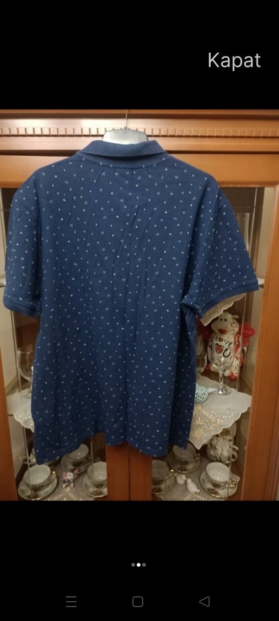 Erkek Lacivert Baskılı Denim Polo Tişört - Görsel 2