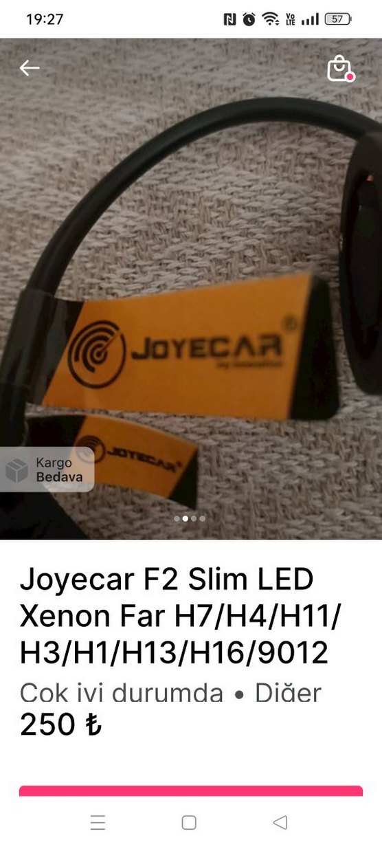Joyecar H7  Slim LED Xenon Far H7/H4/H11 Altın - Görsel 2