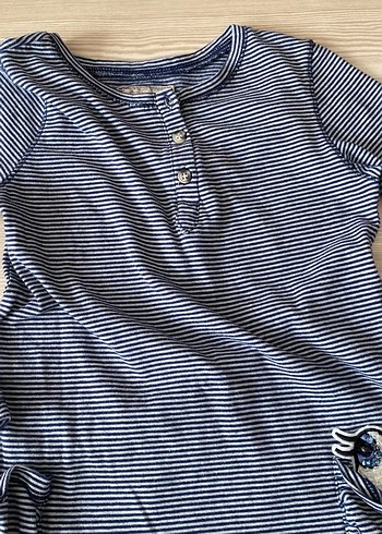 Kız Çocuk Uzun Kollu Çizgili Denim Gömlek - Görsel 5