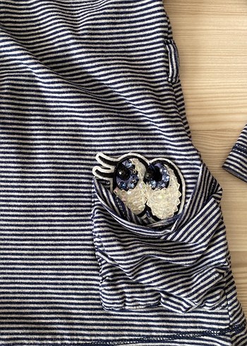 Kız Çocuk Uzun Kollu Çizgili Denim Gömlek - Görsel 2