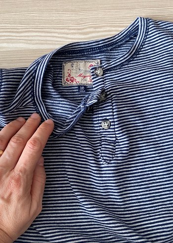 Kız Çocuk Uzun Kollu Çizgili Denim Gömlek - Görsel 4