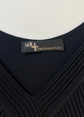 Siyah  V Yakalı pencereli midi boy Abiye Elbise - Görsel 4