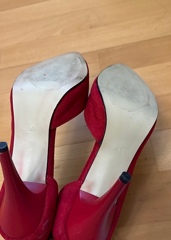 Klasik Kırmızı Süet Stiletto Topuklu - Görsel 3