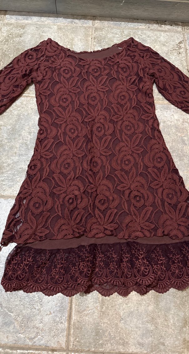 Bordo Nakışlı Dantel Detaylı Uzun abiye elbise - Görsel 2