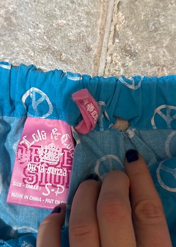 Mavi peace Desenli Bol Kesim Kadın pijama alt - Görsel 4