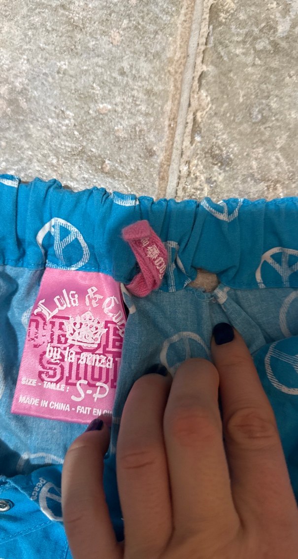 Mavi peace Desenli Bol Kesim Kadın pijama alt - Görsel 4