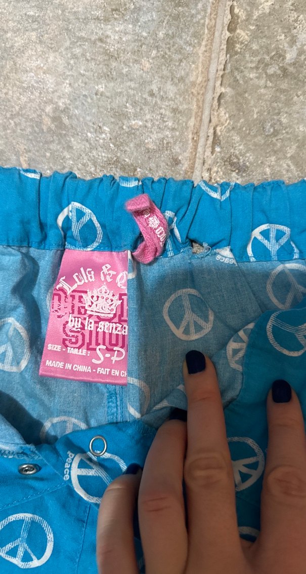 Mavi peace Desenli Bol Kesim Kadın pijama alt - Görsel 3