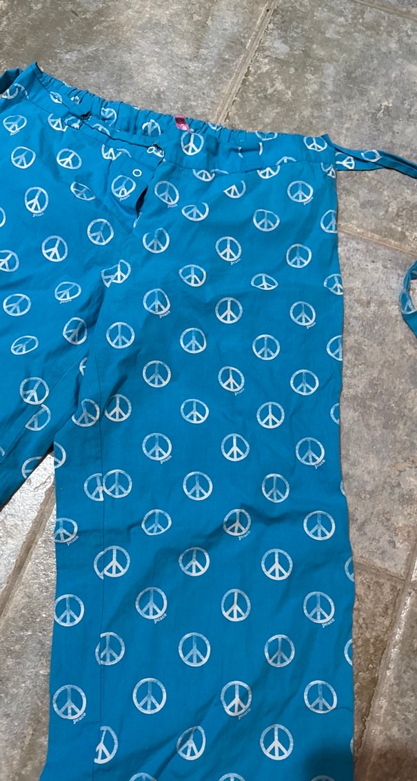 Mavi peace Desenli Bol Kesim Kadın pijama alt - Görsel 2