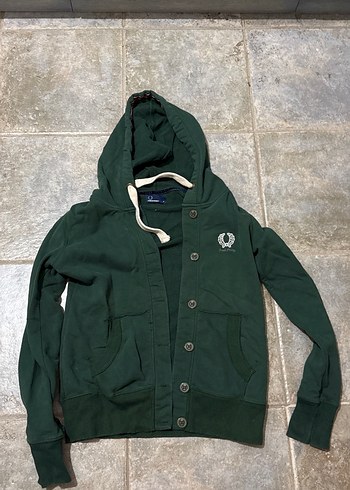 Kapüşonlu Düğmeli Yeşil sweat - Görsel 3