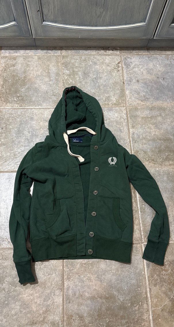 Kapüşonlu Düğmeli Yeşil sweat - Görsel 3