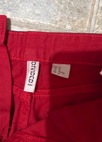 Kadın Koyu Kırmızı Mini Denim Şort - Görsel 3