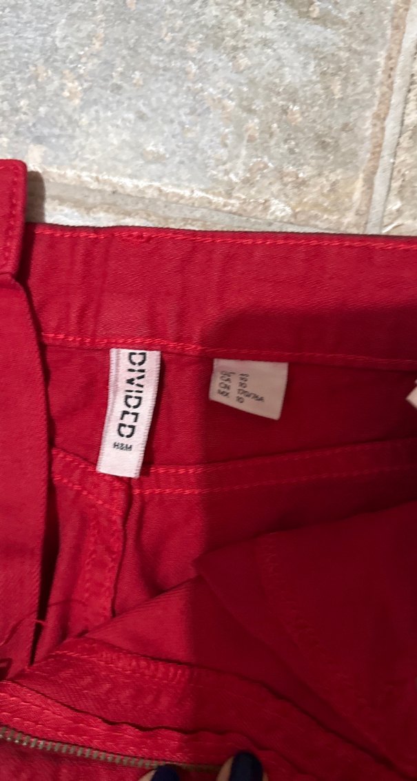 Kadın Koyu Kırmızı Mini Denim Şort - Görsel 3