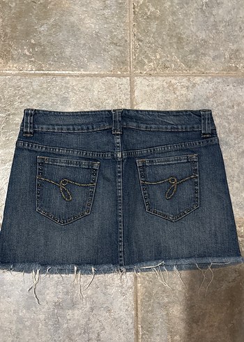 Guess  Lacivert Mini Kot Etek - Görsel 3