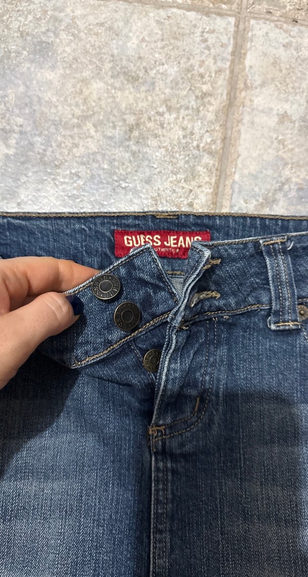 Guess  Lacivert Mini Kot Etek - Görsel 2