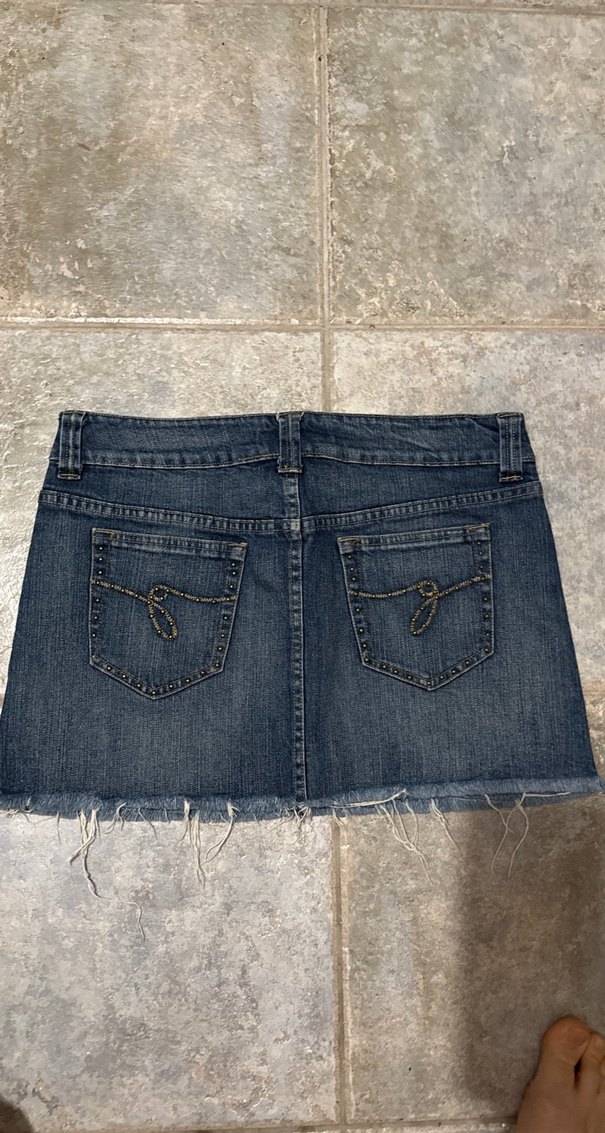 Guess  Lacivert Mini Kot Etek - Görsel 3