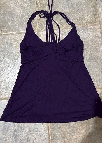 Mor İp Askılı Boncuklu Kadın Bluz - Görsel 4