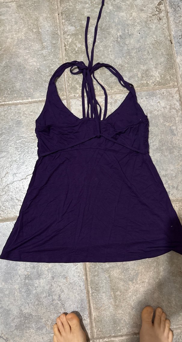 Mor İp Askılı Boncuklu Kadın Bluz - Görsel 4