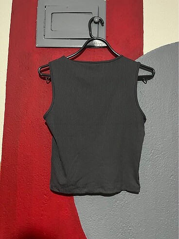 m Beden gri Renk Siyah crop bluz badi