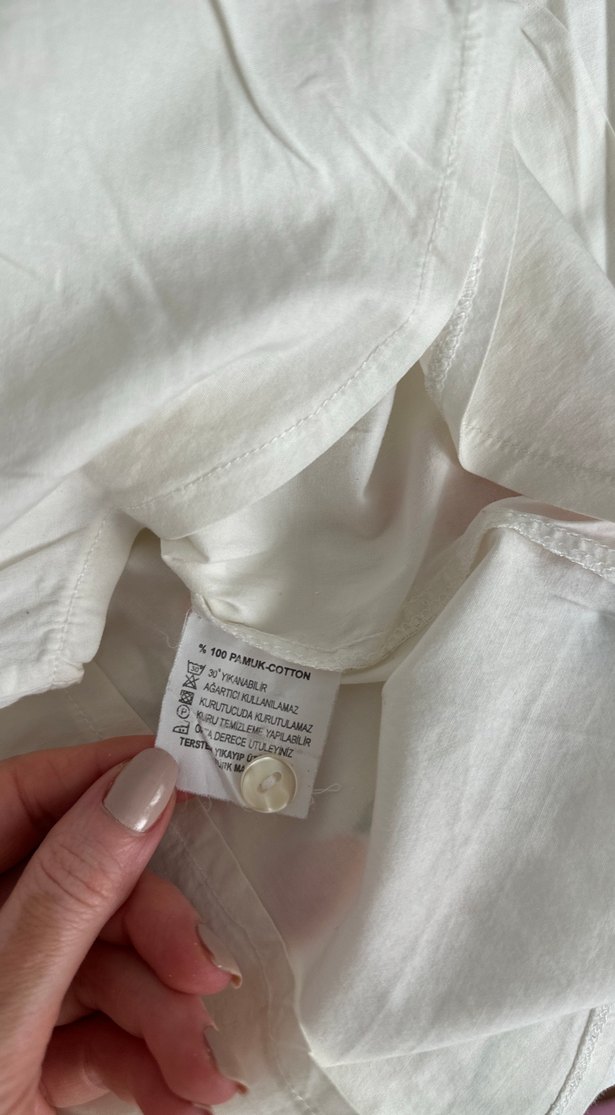 Beyaz Uzun Kollu Kız Çocuk Gömlek - Görsel 5